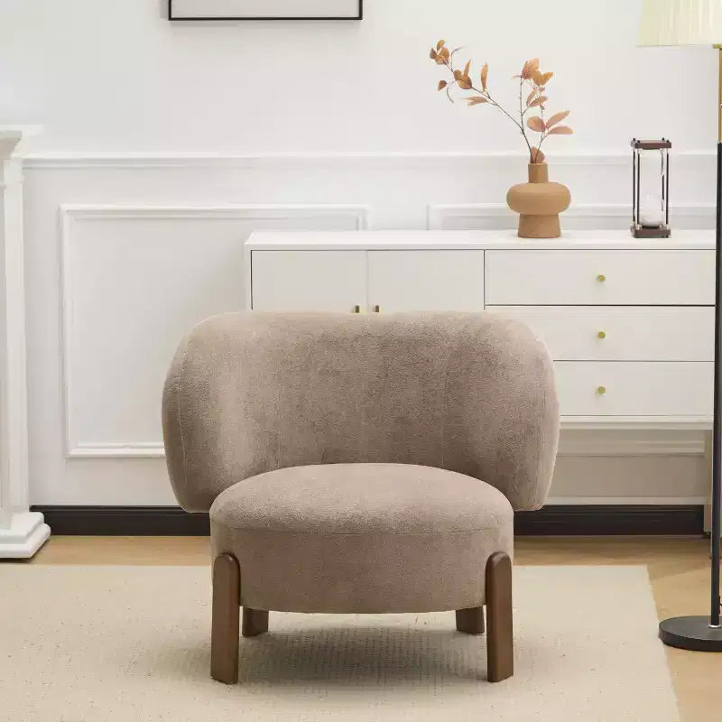 Poltrona senza braccioli imbottita "Wingback" in stile Mid-Century Modern