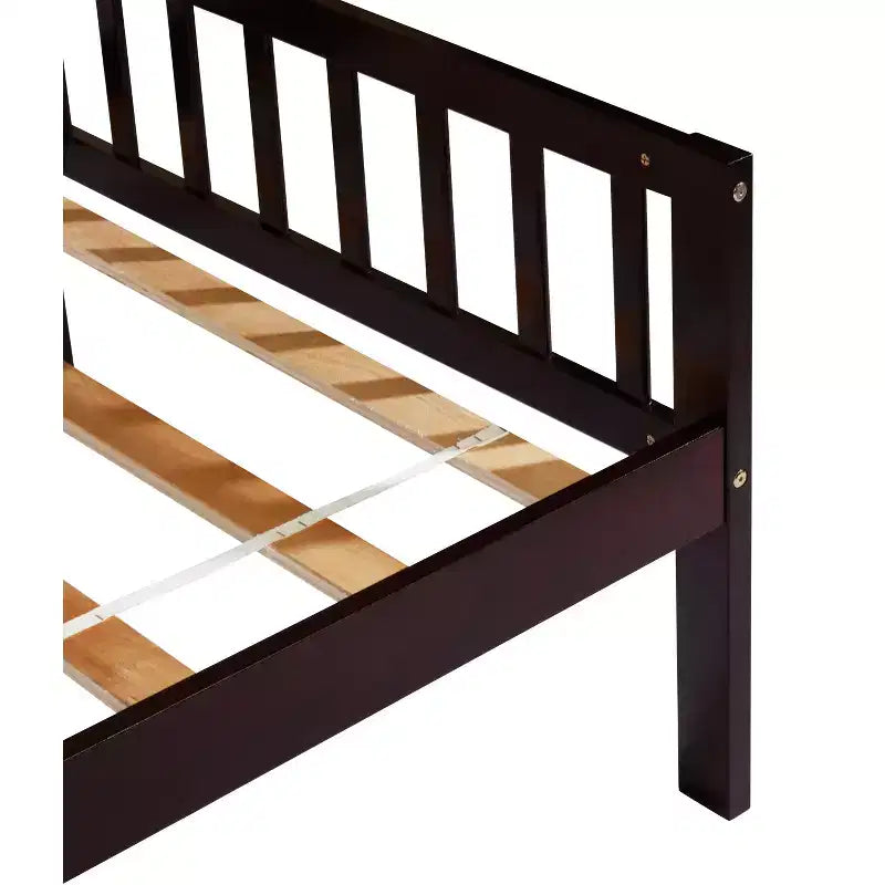 Letto a giorno in legno di pino con 2 cassetti portaoggetti e 10 doghe di supporto – Marrone