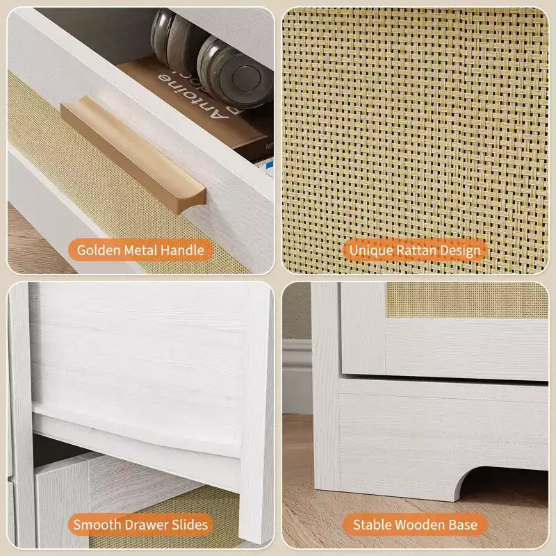Comò a 10 cassetti per camera da letto, cassettiera coloniale in rattan con maniglie, mobile contenitore indipendente in legno per soggiorno, armadio, ingresso