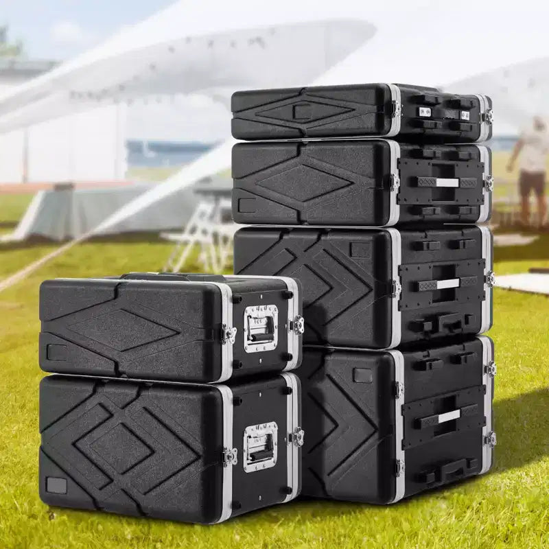 Case Rack 19" Standard 2U con Maniglia in ABS e Chiusure a Farfalla Rinforzate – Nero