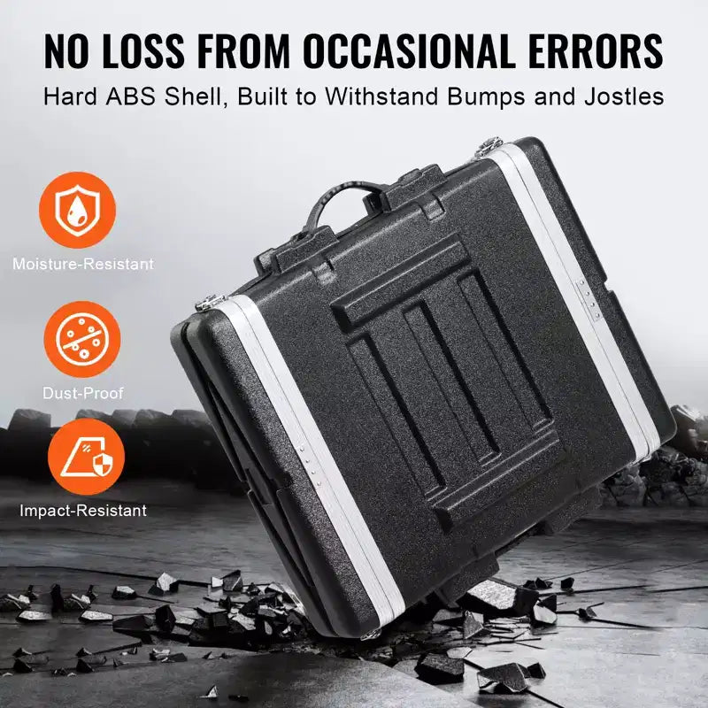 Case Rack 19" Standard 2U con Maniglia in ABS e Chiusure a Farfalla Rinforzate – Nero