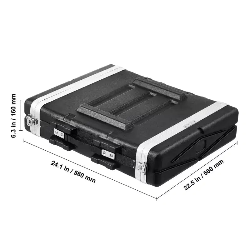 Case Rack 19" Standard 2U con Maniglia in ABS e Chiusure a Farfalla Rinforzate – Nero