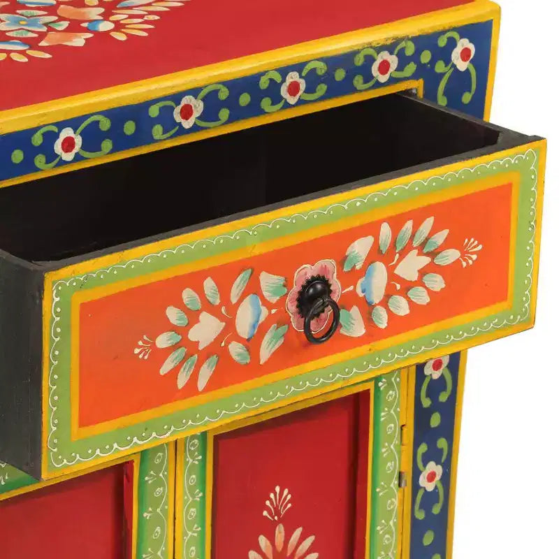 Madia in Legno Massello di Mango a Colori Misti – Credenza Rustica Piccola