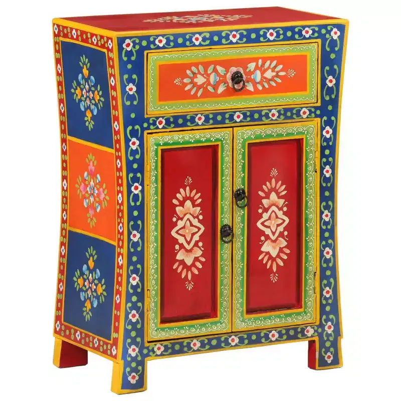 Madia in Legno Massello di Mango a Colori Misti – Credenza Rustica Piccola