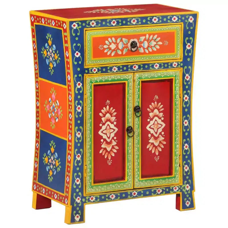 Madia in Legno Massello di Mango a Colori Misti – Credenza Rustica Piccola