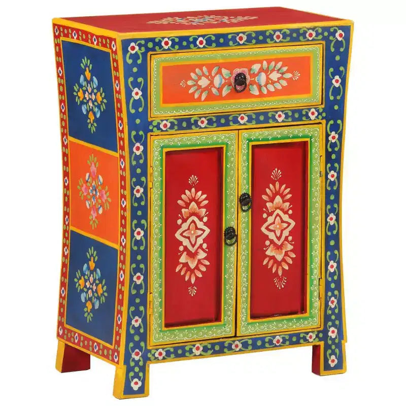 Madia in Legno Massello di Mango a Colori Misti – Credenza Rustica Piccola