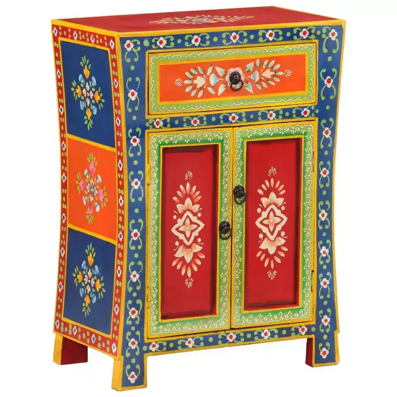 Madia in Legno Massello di Mango a Colori Misti – Credenza Rustica Piccola