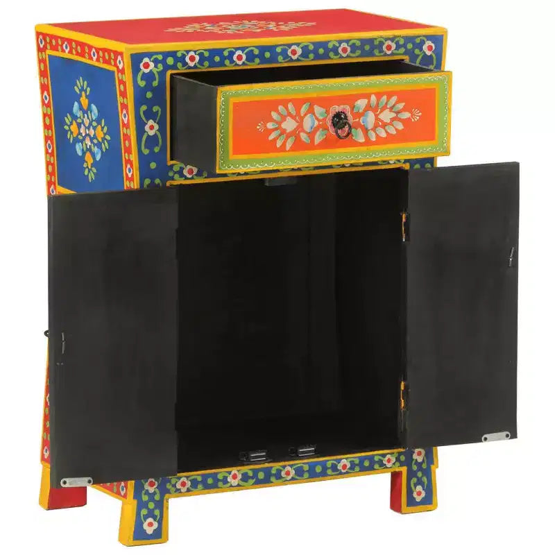 Madia in Legno Massello di Mango a Colori Misti – Credenza Rustica Piccola