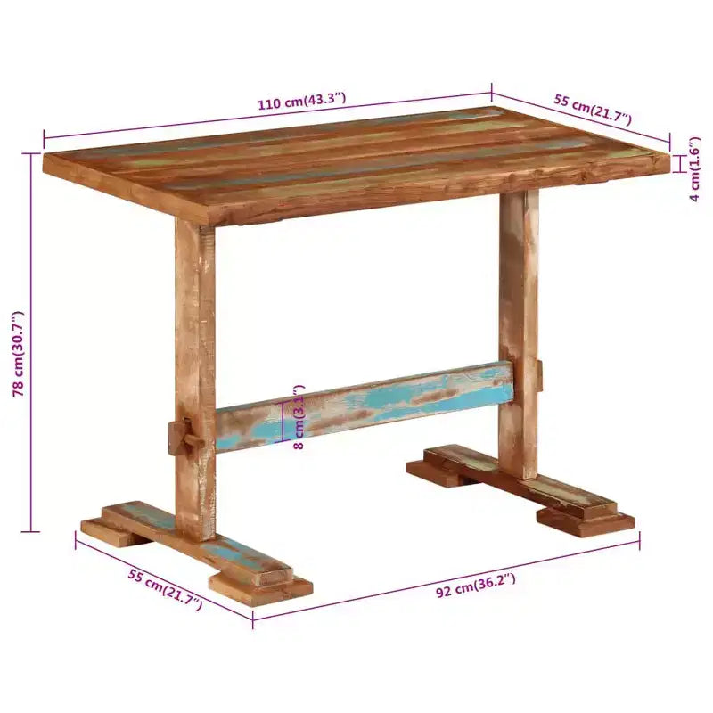 Tavolo da pranzo in legno di recupero massello multicolore – Finitura naturale rustica