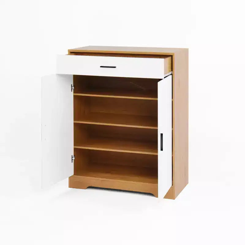 Scarpiera con Scaffale a 4 Livelli e 1 Cassetto – Mobile Contenitore in Legno Autoportante