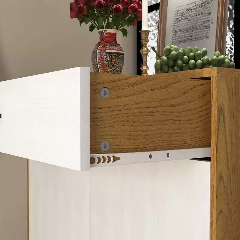 Scarpiera con Scaffale a 4 Livelli e 1 Cassetto – Mobile Contenitore in Legno Autoportante