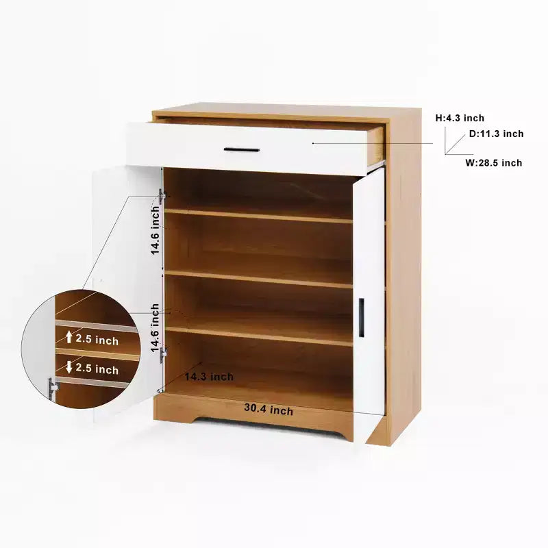 Scarpiera con Scaffale a 4 Livelli e 1 Cassetto – Mobile Contenitore in Legno Autoportante