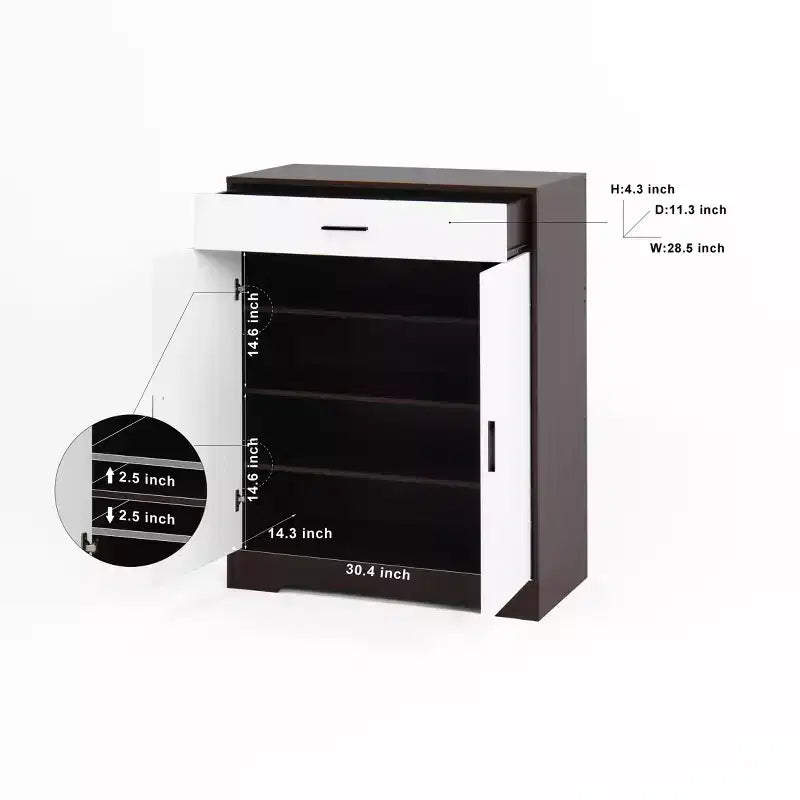 Scarpiera con Scaffale a 4 Livelli e 1 Cassetto – Mobile Contenitore in Legno Autoportante
