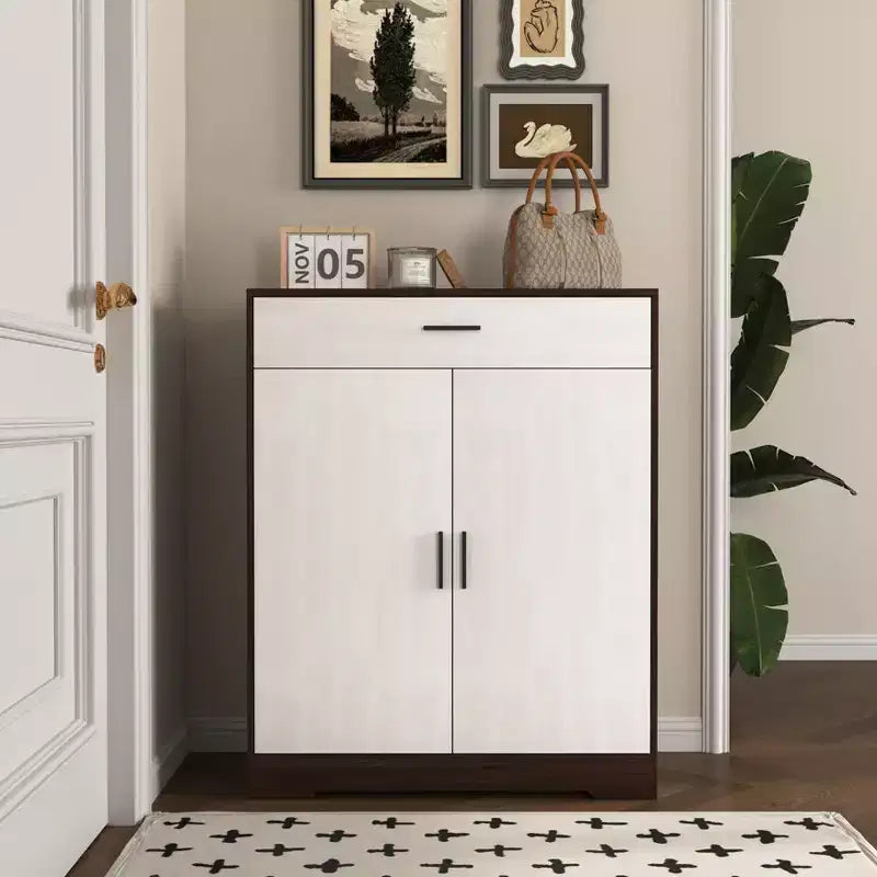 Scarpiera con Scaffale a 4 Livelli e 1 Cassetto – Mobile Contenitore in Legno Autoportante