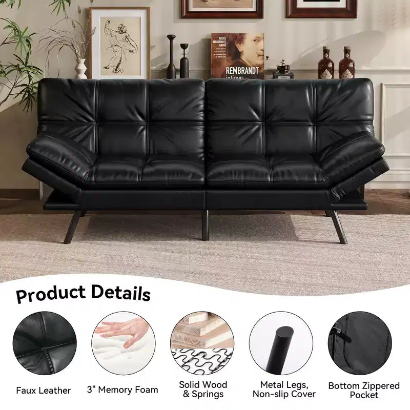 Divano letto futon convertibile da 71" – Lino moderno, cuscini sfoderabili e schienale regolabile