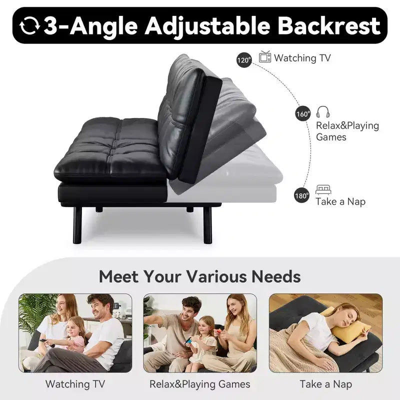 Divano letto futon convertibile da 71" – Lino moderno, cuscini sfoderabili e schienale regolabile
