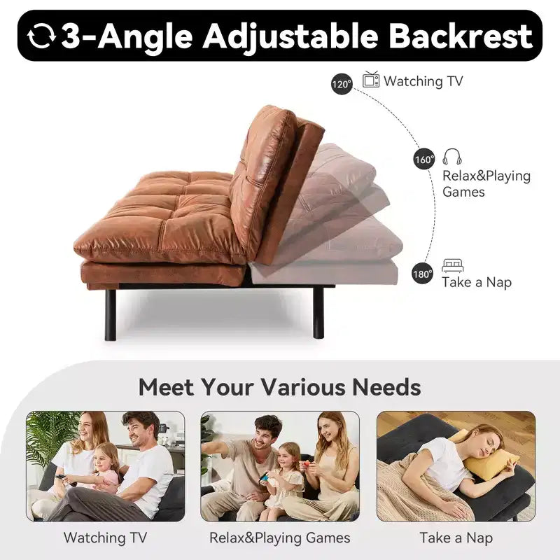Divano letto futon convertibile da 71" – Lino moderno, cuscini sfoderabili e schienale regolabile