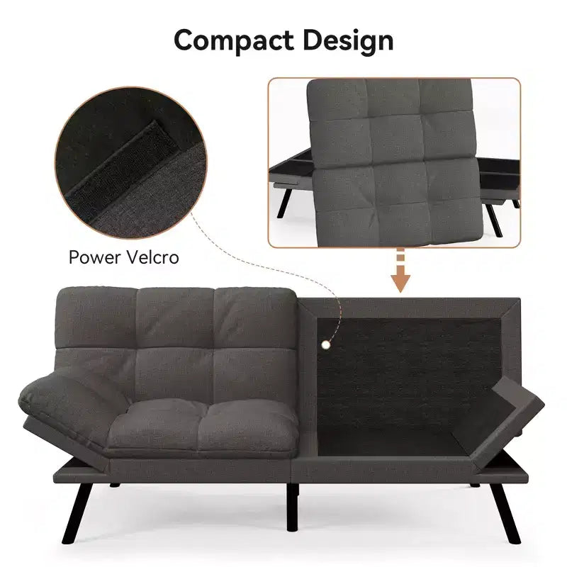 Divano letto futon convertibile da 71" – Lino moderno, cuscini sfoderabili e schienale regolabile