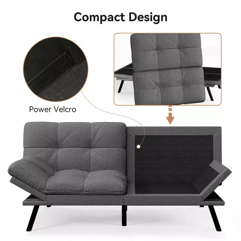 Divano letto futon convertibile da 71" – Lino moderno, cuscini sfoderabili e schienale regolabile