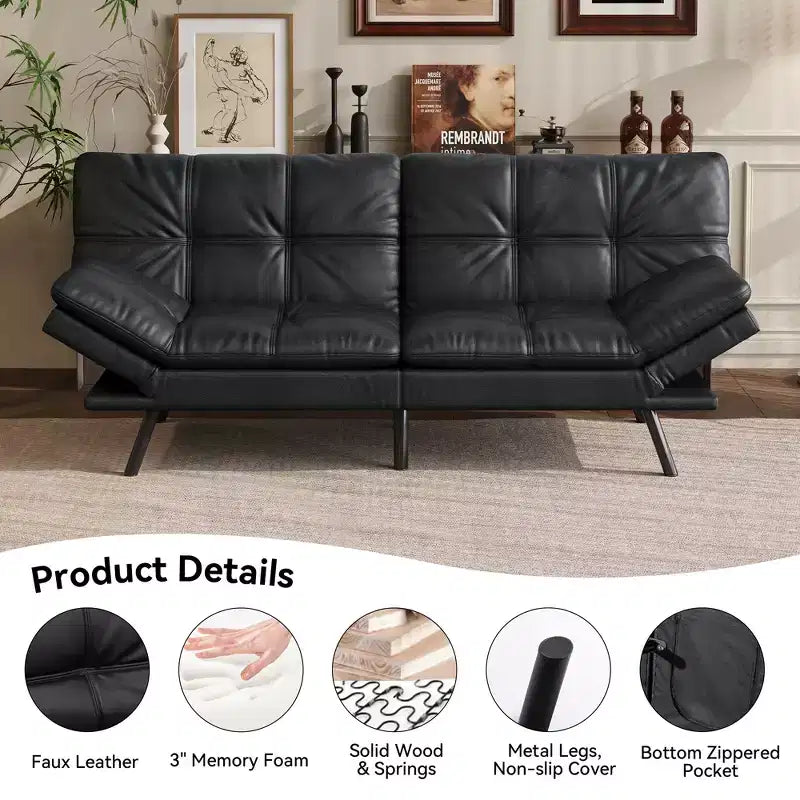 Divano letto futon convertibile da 71" – Lino moderno, cuscini sfoderabili e schienale regolabile