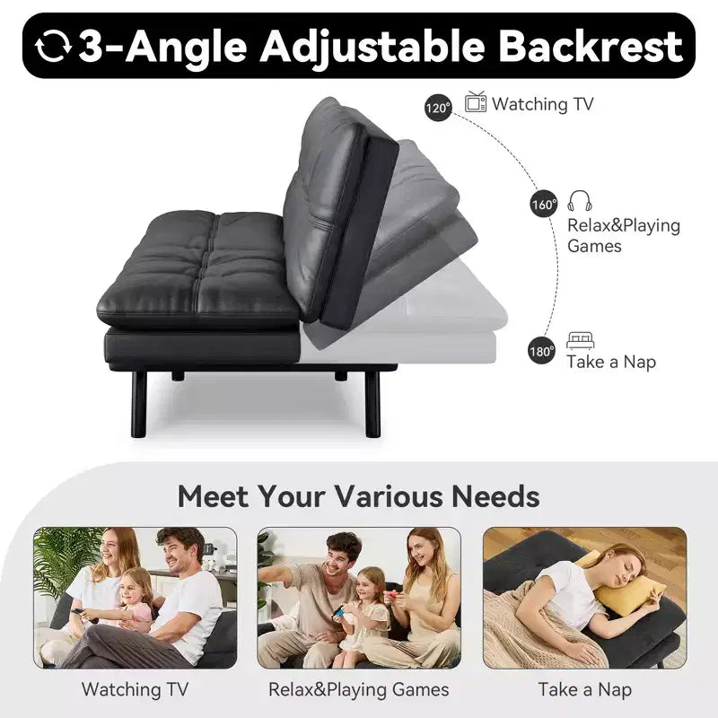Divano letto futon convertibile da 71" – Lino moderno, cuscini sfoderabili e schienale regolabile