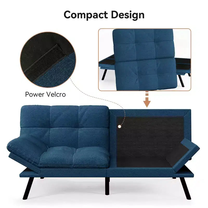 Divano letto futon convertibile da 71" – Lino moderno, cuscini sfoderabili e schienale regolabile