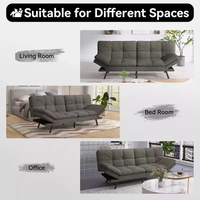 Divano letto futon convertibile da 71" – Lino moderno, cuscini sfoderabili e schienale regolabile