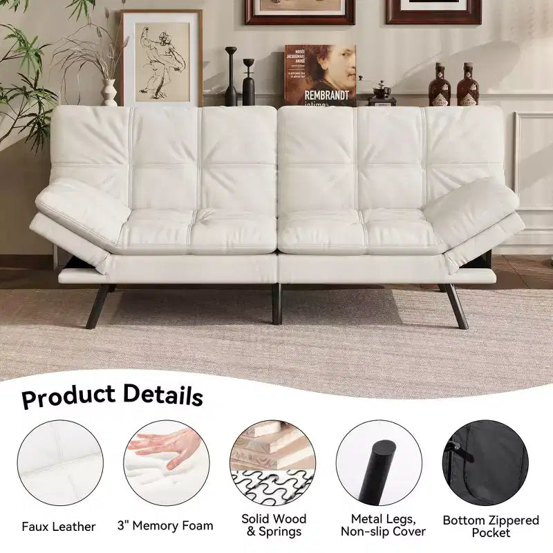 Divano letto futon convertibile da 71" – Lino moderno, cuscini sfoderabili e schienale regolabile