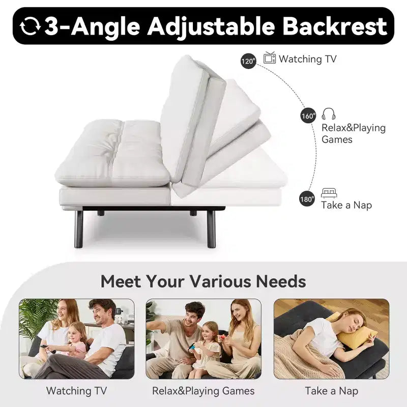 Divano letto futon convertibile da 71" – Lino moderno, cuscini sfoderabili e schienale regolabile