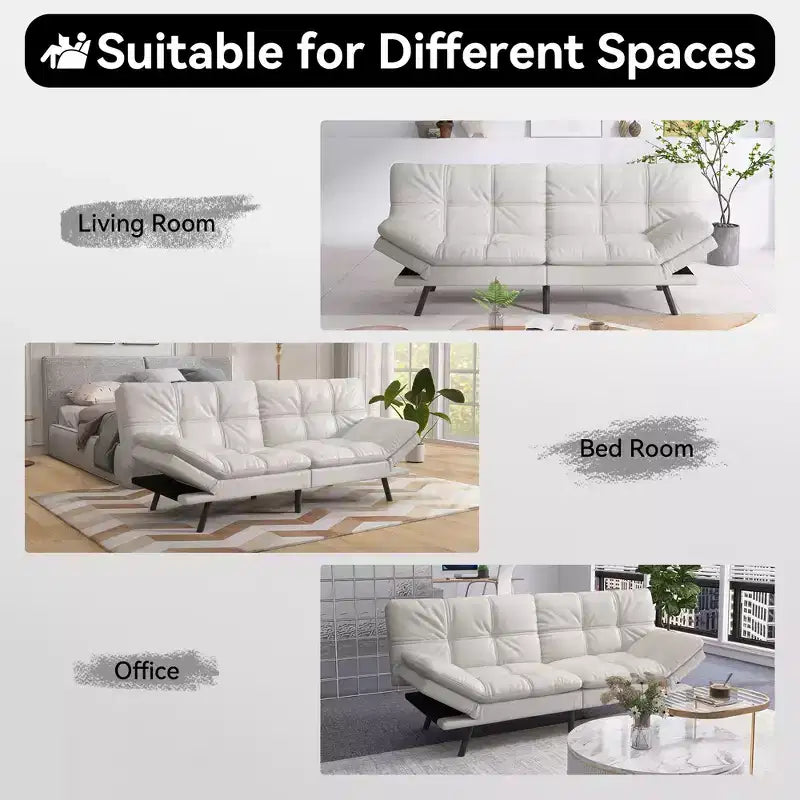 Divano letto futon convertibile da 71" – Lino moderno, cuscini sfoderabili e schienale regolabile