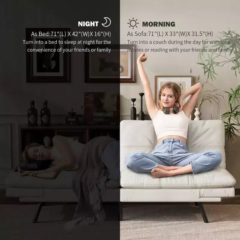 Divano letto futon convertibile da 71" – Lino moderno, cuscini sfoderabili e schienale regolabile