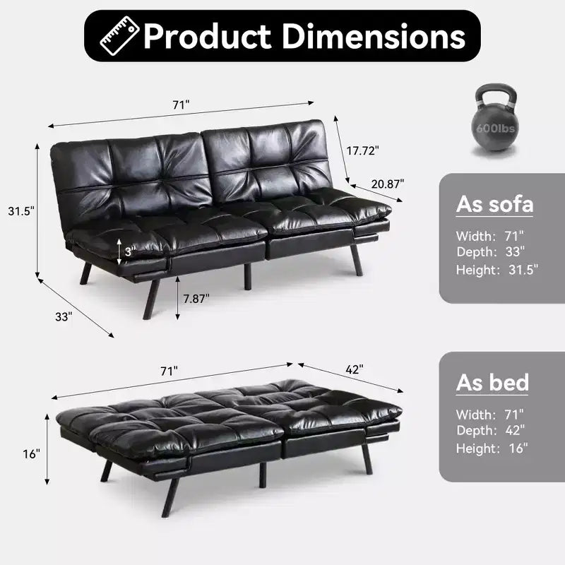 Divano letto futon convertibile da 71" – Lino moderno, cuscini sfoderabili e schienale regolabile