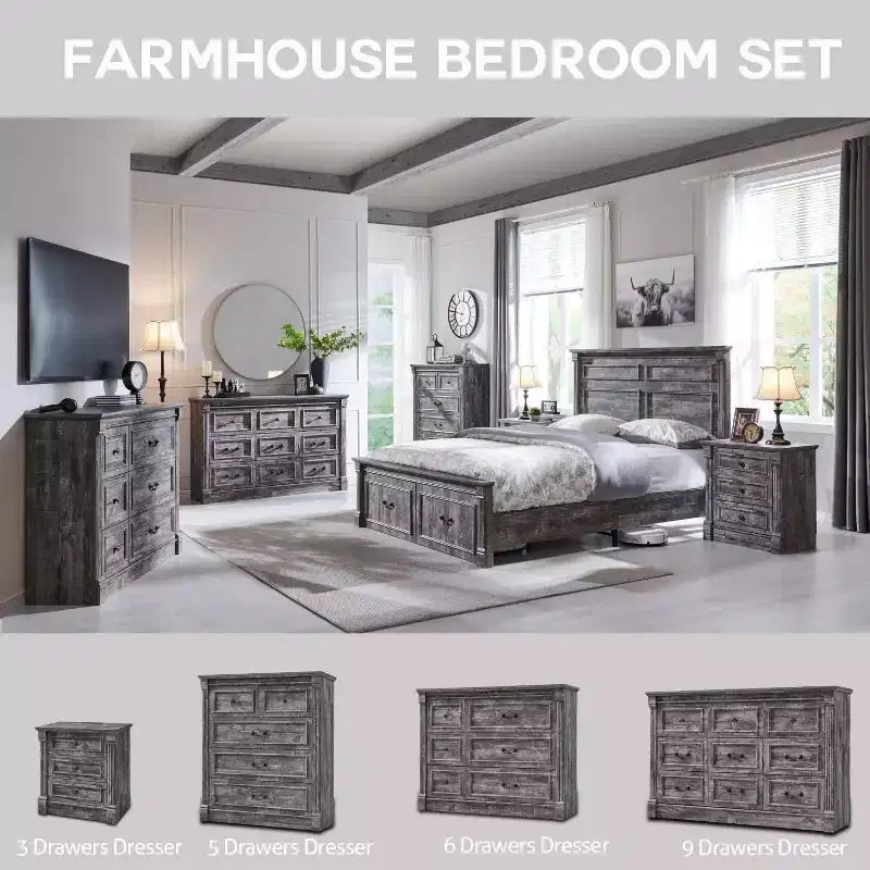 Cassettiera rustica da 155 cm con 8 cassetti e colonne romane per camera da letto