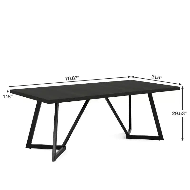 Tavolo da pranzo moderno da 180 cm – Piano in MDF effetto venatura legno nero e marrone con gambe in metallo