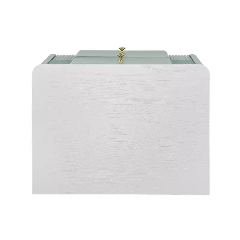 Comodino Moderno Minimalista con 2 Cassetti – Gambe e Maniglie in Metallo Dorato, Design Testurizzato