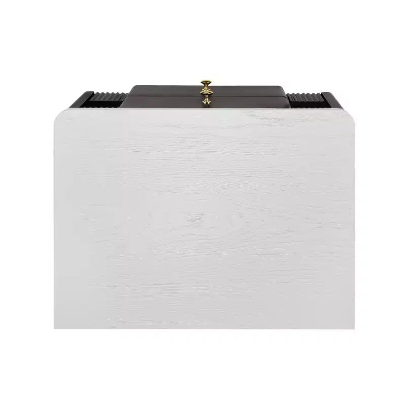 Comodino Moderno Minimalista con 2 Cassetti – Gambe e Maniglie in Metallo Dorato, Design Testurizzato
