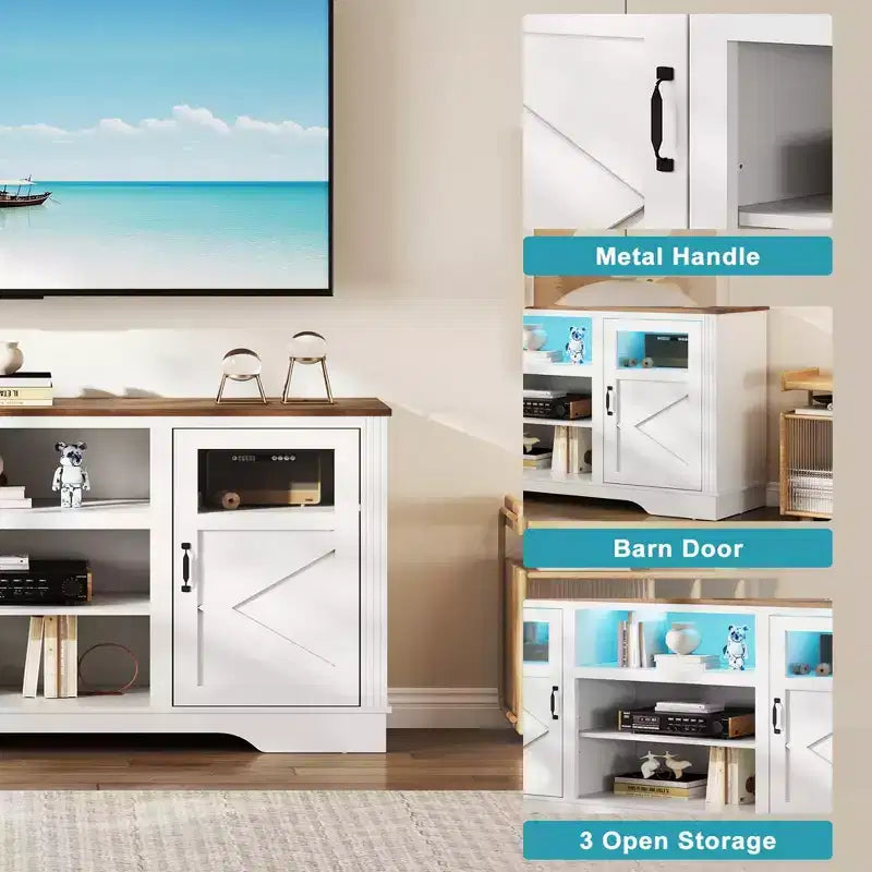 Mobile Consolle Porta TV da Fattoria – Alto 87,4 cm, con Luce a LED, Adatto per TV fino a 65"