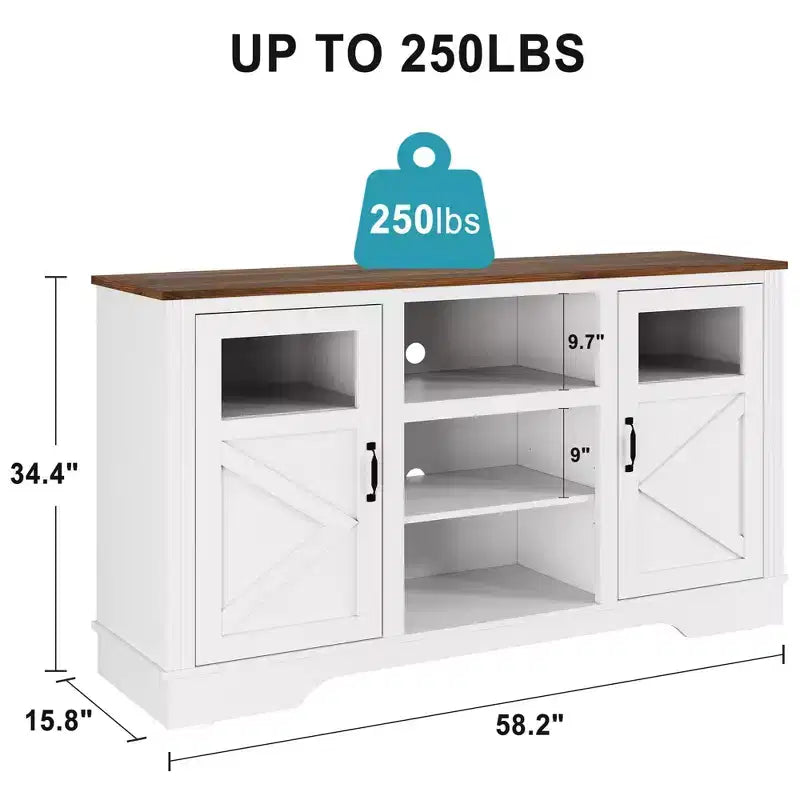 Mobile Consolle Porta TV da Fattoria – Alto 87,4 cm, con Luce a LED, Adatto per TV fino a 65"