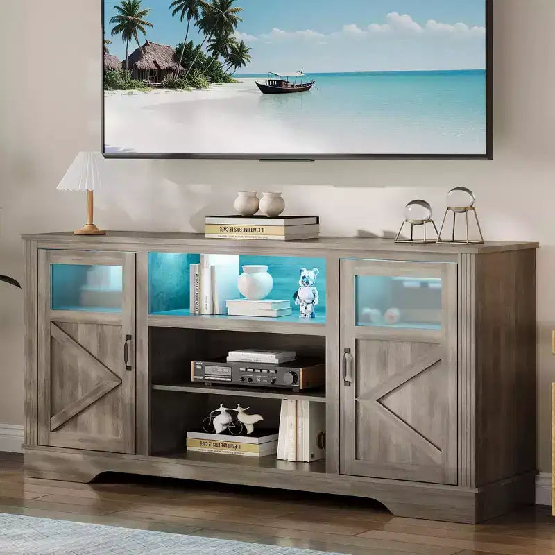 Mobile Consolle Porta TV da Fattoria – Alto 87,4 cm, con Luce a LED, Adatto per TV fino a 65"
