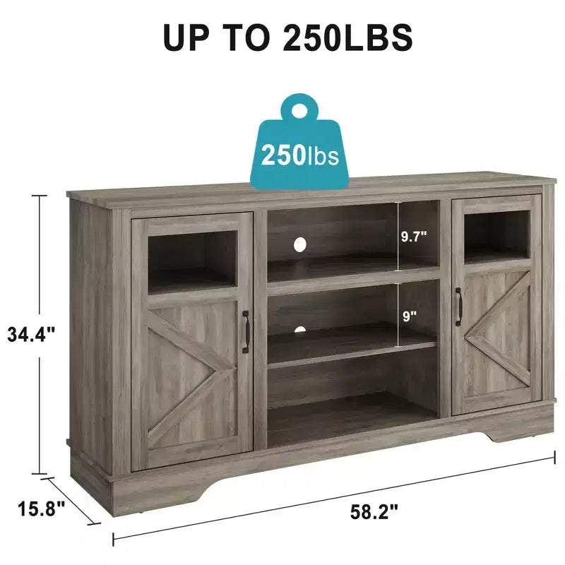 Mobile Consolle Porta TV da Fattoria – Alto 87,4 cm, con Luce a LED, Adatto per TV fino a 65"