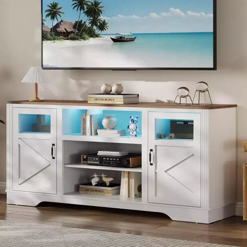 Mobile Consolle Porta TV da Fattoria – Alto 87,4 cm, con Luce a LED, Adatto per TV fino a 65"