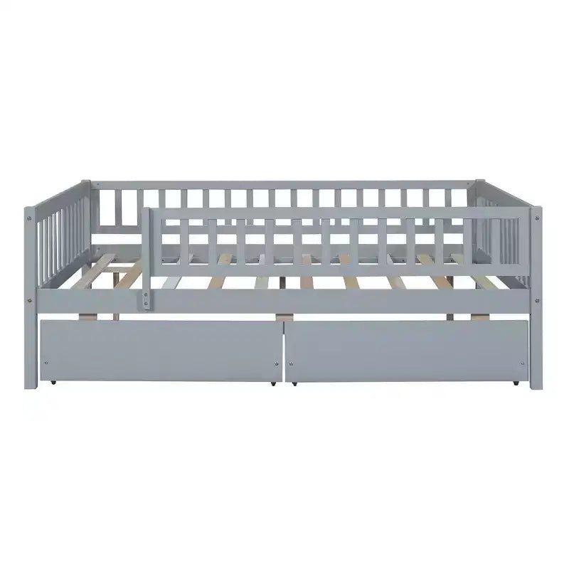 Divano letto matrimoniale in legno con due cassetti Grigio