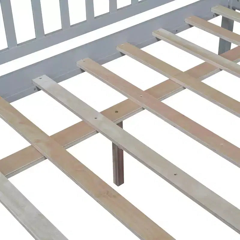 Divano letto matrimoniale in legno con due cassetti Grigio