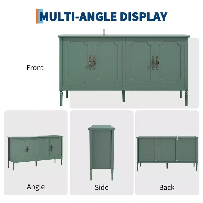 Credenza a buffet da 59 pollici, mobile bar da ingresso con ripiani regolabili, armadio da pavimento in legno, tavolo console multimediale