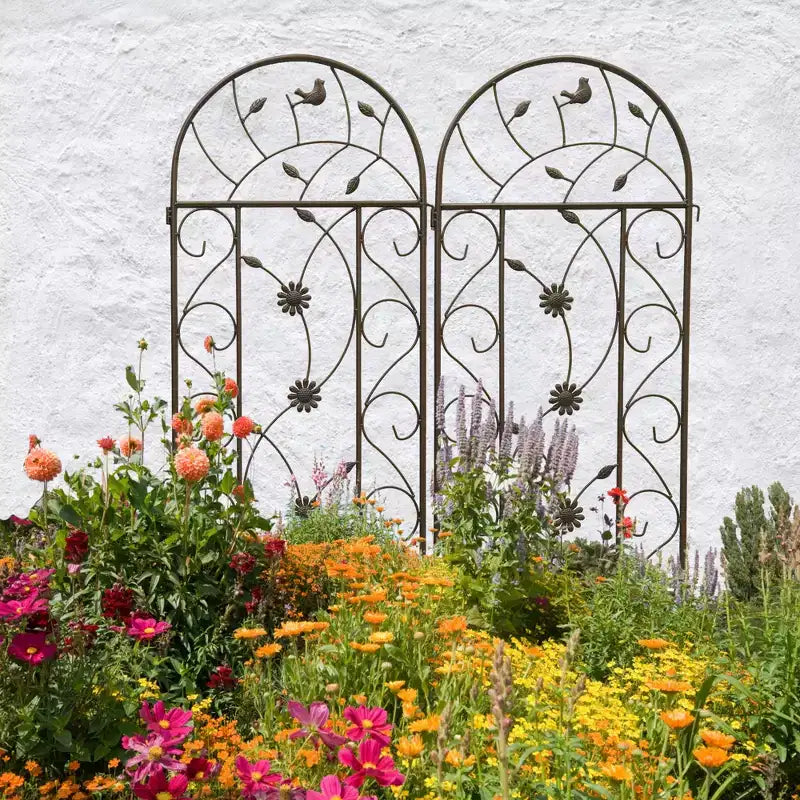Graticcio da Giardino in Metallo Confezione da 4 – 220x50 cm, Antiruggine, Marrone, per Piante Rampicanti