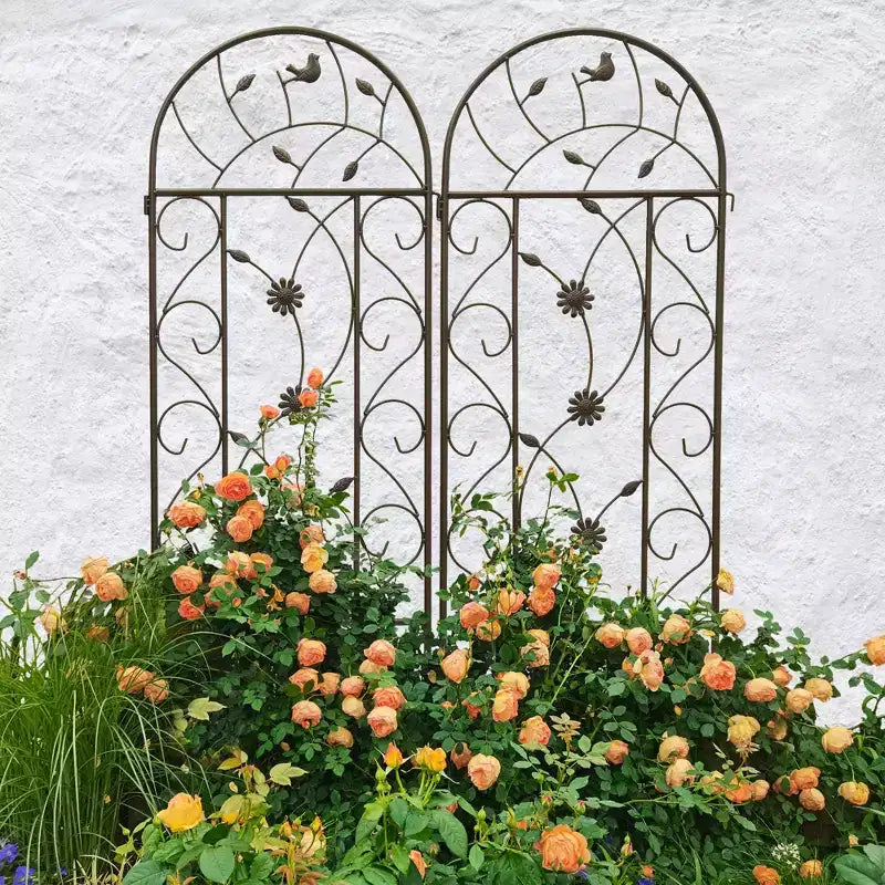 Graticcio da Giardino in Metallo Confezione da 4 – 220x50 cm, Antiruggine, Marrone, per Piante Rampicanti