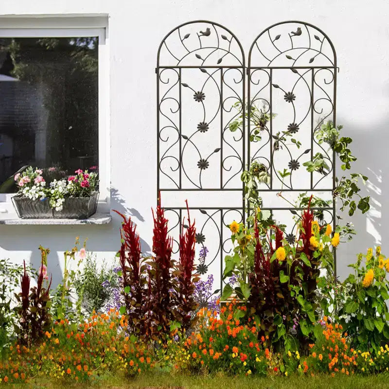Graticcio da Giardino in Metallo Confezione da 4 – 220x50 cm, Antiruggine, Marrone, per Piante Rampicanti