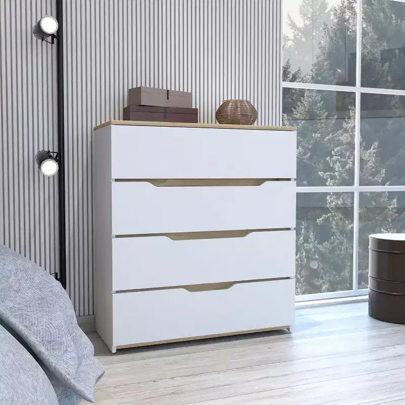Cassettiera a 4 cassetti con ampi cassetti – Legno Composito Robusto, Organizzazione Versatile