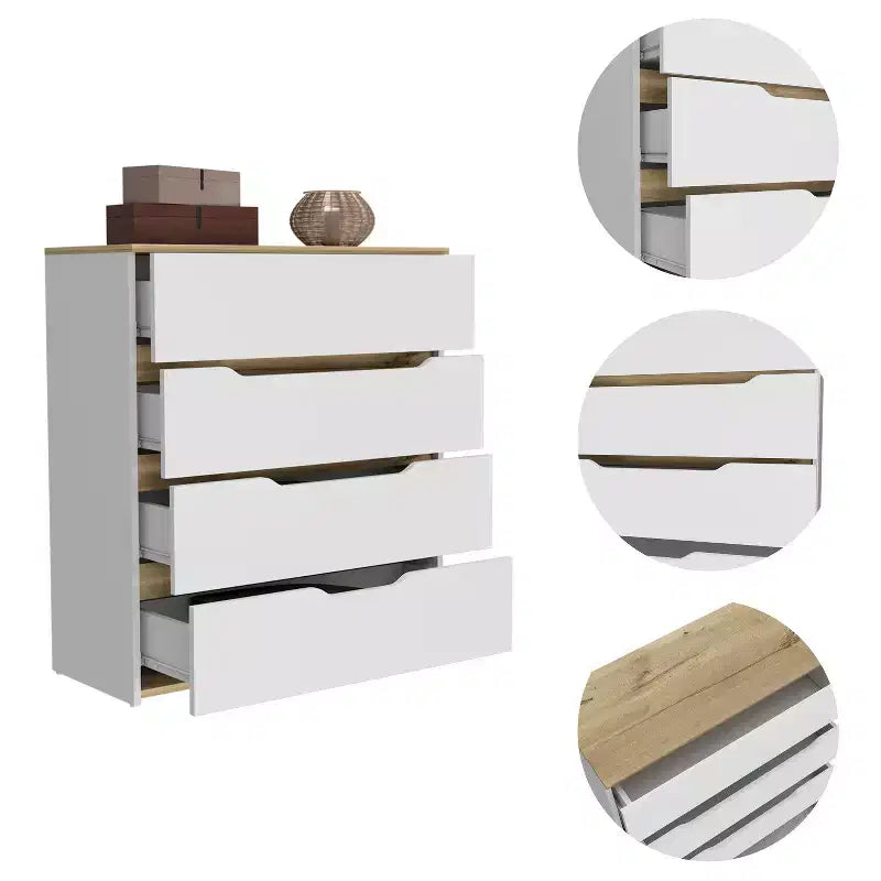 Cassettiera a 4 cassetti con ampi cassetti – Legno Composito Robusto, Organizzazione Versatile