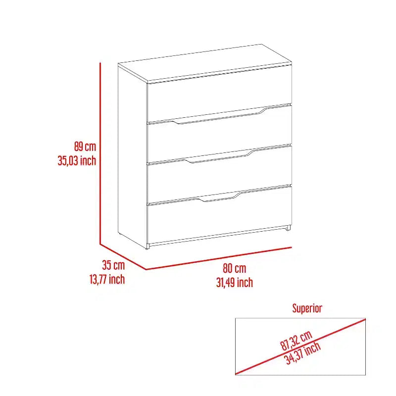 Cassettiera a 4 cassetti con ampi cassetti – Legno Composito Robusto, Organizzazione Versatile